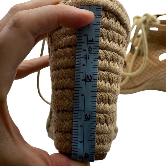 Johnston & Murphy Mandy Leather Wedge Sandals Sz 10 Brown Lace Up Espadrille - Picture 11 of 12